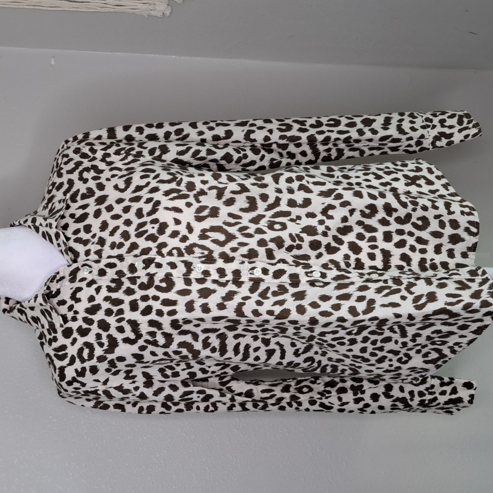J. Crew Leopard Print Button Down Shirt - Black and White - Picture 8 of 16